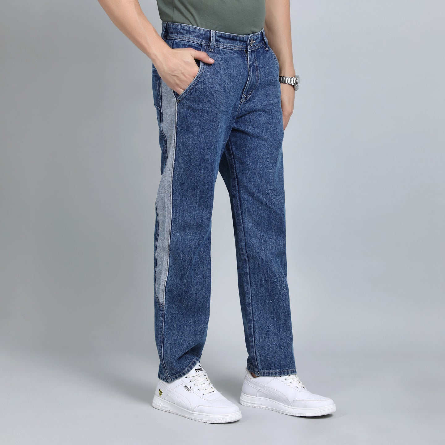 BLUE BAGGY FIT JEAN TEDDY 4790- 1